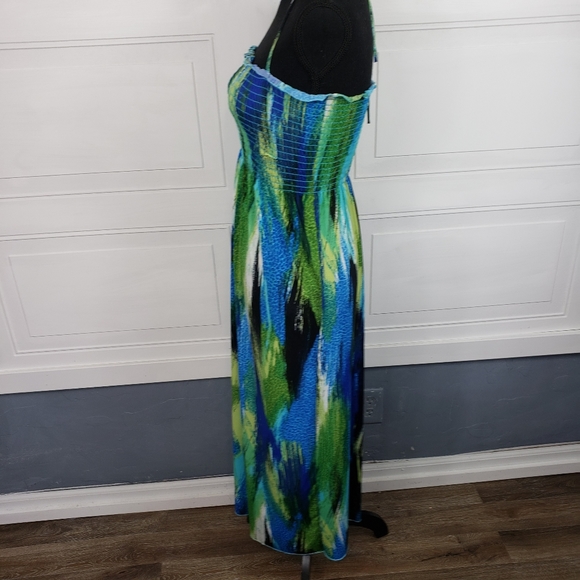 Dream Beach Halter Dress Blues Greens - Picture 7 of 13